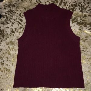 Burgundy ribbed high neck cropped top